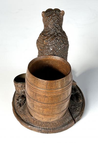  Black Forest 19th Century Black Forest Cigar Holder of a Bear Holding a Barrel