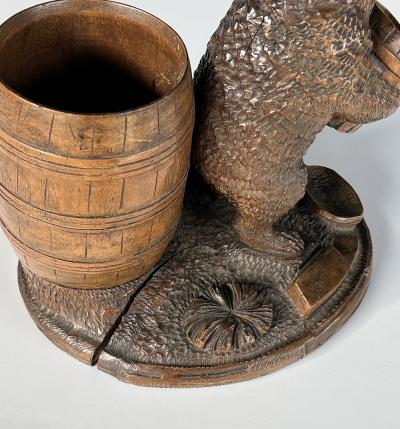  Black Forest 19th Century Black Forest Cigar Holder of a Bear Holding a Barrel