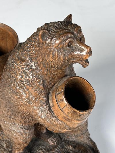  Black Forest 19th Century Black Forest Cigar Holder of a Bear Holding a Barrel