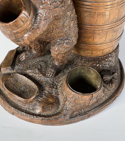  Black Forest 19th Century Black Forest Cigar Holder of a Bear Holding a Barrel