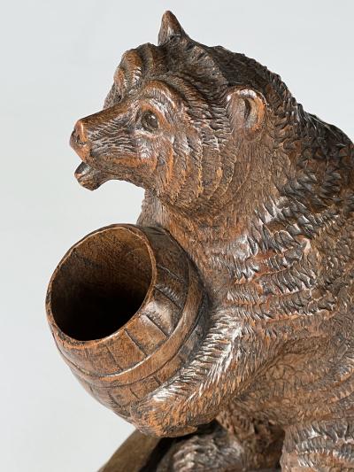  Black Forest 19th Century Black Forest Cigar Holder of a Bear Holding a Barrel