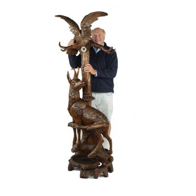  Black Forest An unusual Black Forest walnut eagle and chamois hall stand