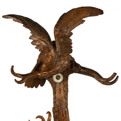  Black Forest An unusual Black Forest walnut eagle and chamois hall stand