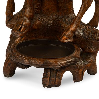  Black Forest An unusual Black Forest walnut eagle and chamois hall stand