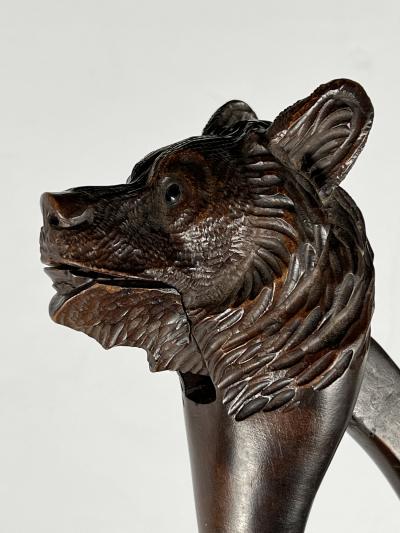 Black Forest Antique Swiss Black Forest Carved Wood Bear Nutcracker
