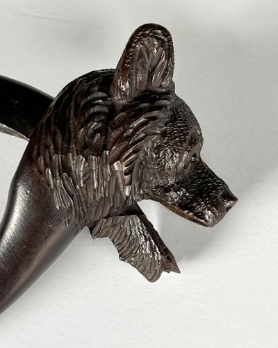 Black Forest Antique Swiss Black Forest Carved Wood Bear Nutcracker