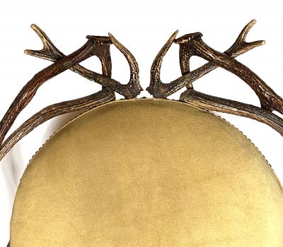  Black Forest Large Black Forest 19th Century Antler Arm Chair and Ottoman