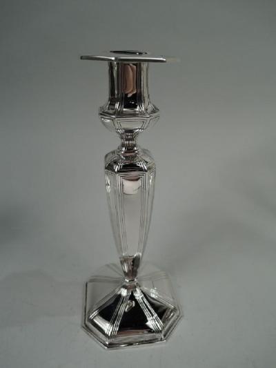  Black Starr Gorham Pair of American Edwardian Georgian Sterling Silver Candlesticks 1927