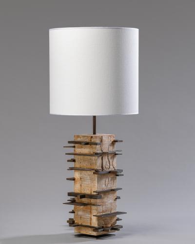  Blend Roma Brutalist handcrafted table lamp in plaster concrete and metal Italy 2020 