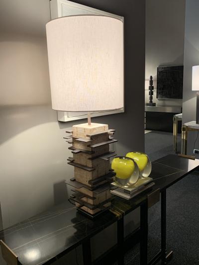  Blend Roma Brutalist handcrafted table lamp in plaster concrete and metal Italy 2020 