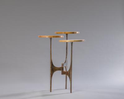  Blend Roma Handcrafted side table in bronze with multi level marble tops Italy 2022