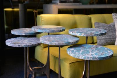 Blend Roma Handcrafted side table in bronze with multi level marble tops Italy 2022