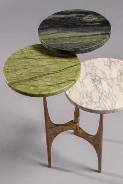  Blend Roma Handcrafted side table in bronze with multi level marble tops Italy 2022