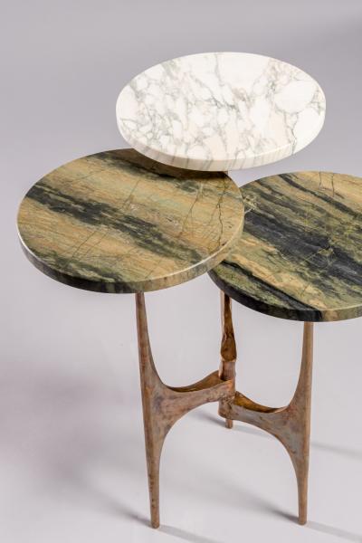  Blend Roma Handcrafted side table in bronze with multi level marble tops Italy 2022