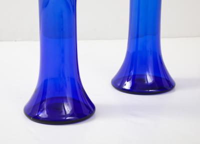  Blenko Glass Co 1960s Handblown Sculptural Blue Glass Vases