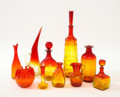  Blenko Glass Co Blenko Orange Art Glass 10pc Set