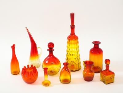  Blenko Glass Co Blenko Orange Art Glass 10pc Set