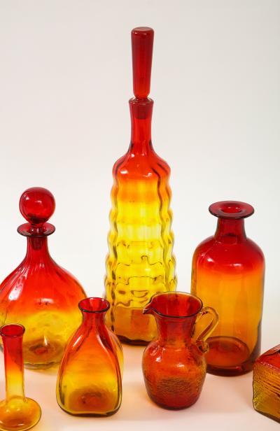  Blenko Glass Co Blenko Orange Art Glass 10pc Set