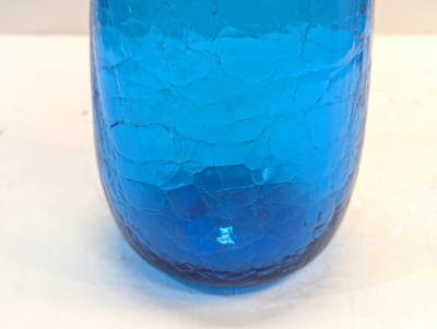  Blenko Glass Co Blenko Persian Blue Crackle Glass Vase Mid Century