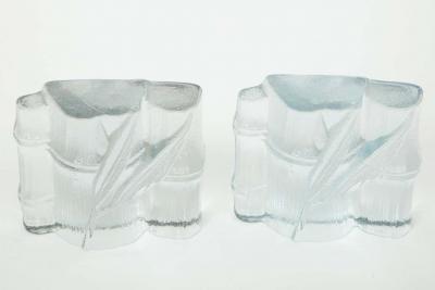  Blenko Glass Co Blenko Stylized Bamboo Glass Bookends