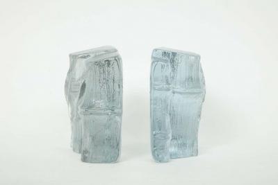  Blenko Glass Co Blenko Stylized Bamboo Glass Bookends