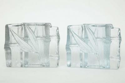  Blenko Glass Co Blenko Stylized Bamboo Glass Bookends