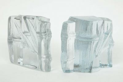  Blenko Glass Co Blenko Stylized Bamboo Glass Bookends
