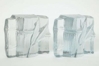  Blenko Glass Co Blenko Stylized Bamboo Glass Bookends