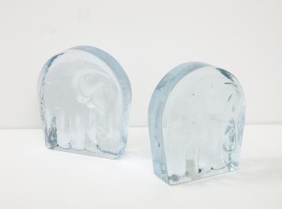  Blenko Glass Co Cast Glass Elephant Bookends