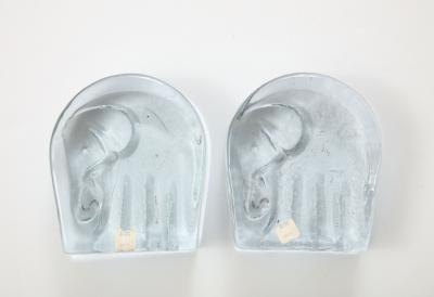  Blenko Glass Co Cast Glass Elephant Bookends