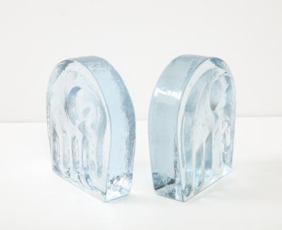  Blenko Glass Co Cast Glass Elephant Bookends