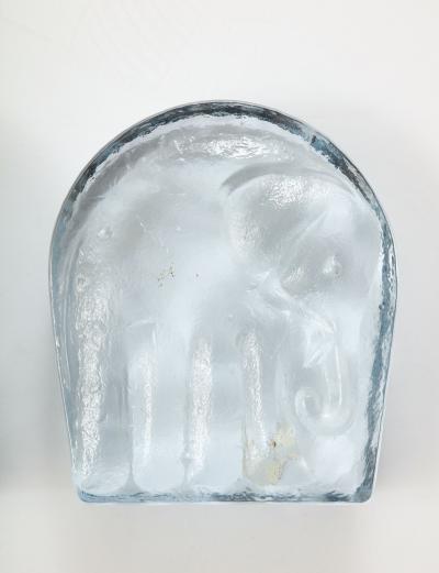  Blenko Glass Co Cast Glass Elephant Bookends