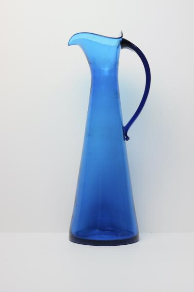 Blenko Glass Co Large Persian Blue Triangle Glass Pitcher by Blenko Glass Co United States