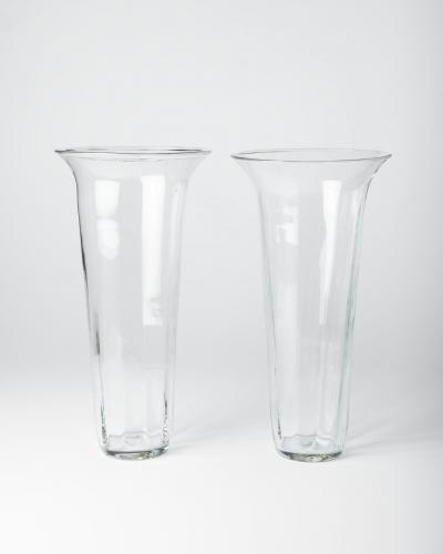 Blenko Glass Co Matching Pair of Large Glass Vases by Don Shepard for Blenko
