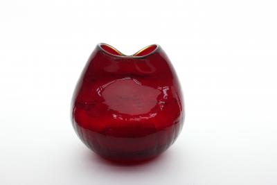  Blenko Glass Co Ruby Red Pinched Neck Vase by Blenko Glass Co United States 1960