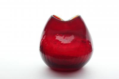  Blenko Glass Co Ruby Red Pinched Neck Vase by Blenko Glass Co United States 1960