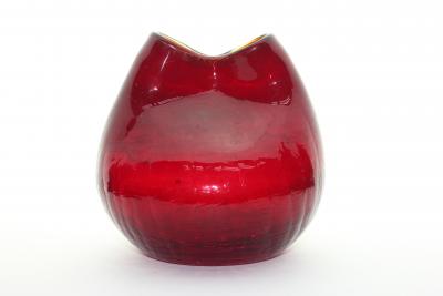  Blenko Glass Co Ruby Red Pinched Neck Vase by Blenko Glass Co United States 1960