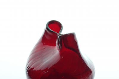  Blenko Glass Co Ruby Red Pinched Neck Vase by Blenko Glass Co United States 1960
