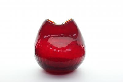 Blenko Glass Co Ruby Red Pinched Neck Vase by Blenko Glass Co United States 1960