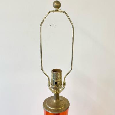  Blenko Glass Co Single Mid Century Large Orange Blown Glass Bottle Shape Table Lamp by Blenko