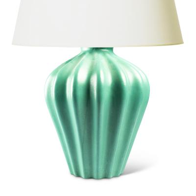  Bo Fajans Large Swedish Modern Table Lamp in Bright Celadon by Ewald Dahlskog