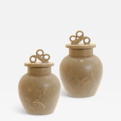  Bo Fajans Pair of Art Deco Lidded Urns by Eva Jancke Bj rk for Bo