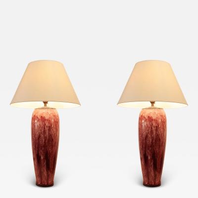  Boch Fr res Keramis Co A Pair of Boch Freres Flambe Glazed Faience Table Lamps 1925