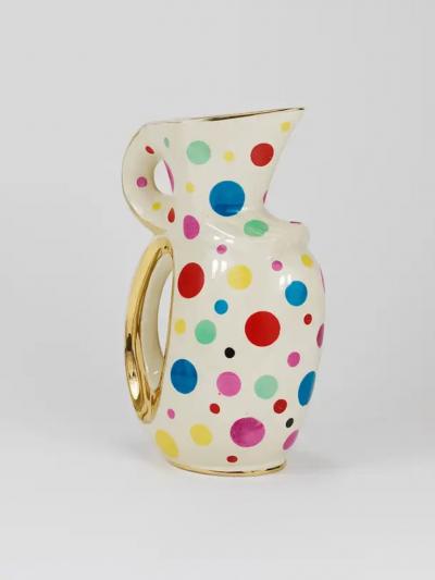  Boch Fr res Keramis Co Boch Fr res Gold Polka Dot Decor Mid Century Pitcher Jug Belgium 1950s