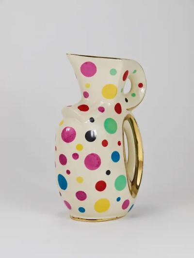  Boch Fr res Keramis Co Boch Fr res Gold Polka Dot Decor Mid Century Pitcher Jug Belgium 1950s