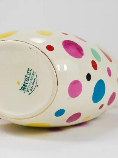  Boch Fr res Keramis Co Boch Fr res Gold Polka Dot Decor Mid Century Pitcher Jug Belgium 1950s