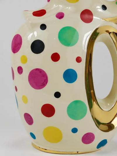  Boch Fr res Keramis Co Boch Fr res Gold Polka Dot Decor Mid Century Pitcher Jug Belgium 1950s