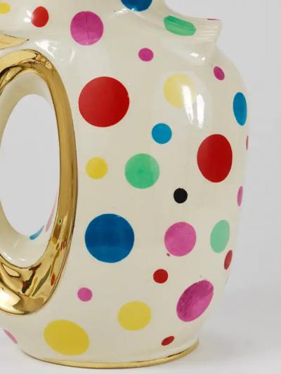  Boch Fr res Keramis Co Boch Fr res Gold Polka Dot Decor Mid Century Pitcher Jug Belgium 1950s