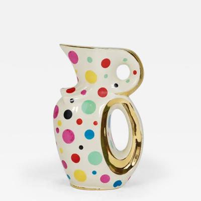  Boch Fr res Keramis Co Boch Fr res Gold Polka Dot Decor Mid Century Pitcher Jug Belgium 1950s