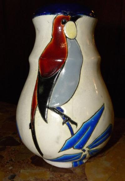  Boch Fr res Keramis Co Catteau Era Ceramic Art Deco Vase with Bird